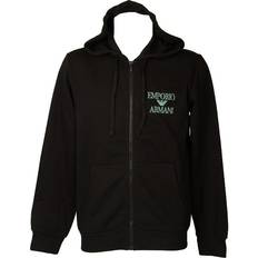 Armani Herr - Svarta Kläder Armani Emporio Herr Zipped Iconic Terry sweatshirt för män, svart