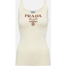 Prada T-shirts & Linnen Prada Logo silk tank top white