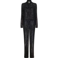 Michael Kors Jumpsuits & Overaller Michael Kors MK Pinstripe Sequined Georgette Jumpsuit Black