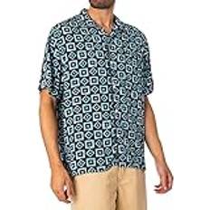 Lee Skjortor Lee – Resort – Svart ledig skjorta med korta ärmar och geometriskt mönster-Svart/a