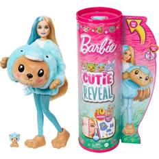 Barbie Plastleksaker Barbie Cutie Reveal Doll & Accessories with Animal Plush Costume & 10 Surprises Including Color Change, Teddy Bear as Dolphin in Costume-Themed Series, HRK25