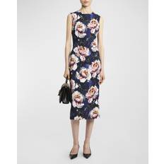 54 - Blommiga - Dam Klänningar Dolce & Gabbana Cady Sheath Dress With Peony Print Woman Dresses Print