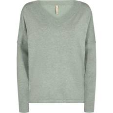 Soyaconcept Dam Tröjor Soyaconcept V-Kragen Pullover SC-DOLLIE 722 grün