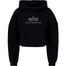 Alpha Industries Dam Tröjor Alpha Industries damen hoodie crystal cos wmn black Schwarz