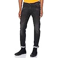 Elastan/Lycra/Spandex - Unisex Jeans Tom Tailor Denim Herr Slim Piers mjuka stretch jeans 1020743, 10264 Dark Stone Black Denim, 34L
