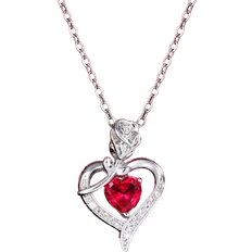 Koppar Halsband Shein 1pc Romantic Red Cubic Zirconia Rose Heart Pendant Necklace For Women Valentine's Day Gift Jewelry