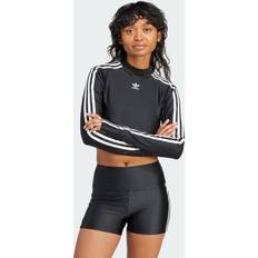 Adidas Bomull - Dam - Långa kjolar - Svarta T-shirts adidas Original 3-stripes Cropped Long Sleeve T-shirt