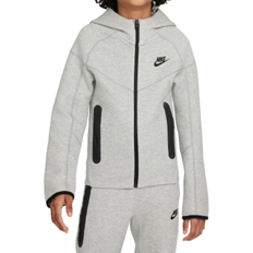M - Vindjackor Barnkläder Nike Older Kid's Sportswear Tech Fleece Full Zip Hoodie - Dark Grey Heather/Black/Black (FD3285-063)