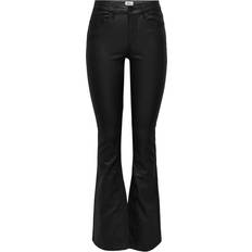 Dam - Mjukisbyxor - XS Byxor & Shorts Only Blush Coated Skinny Flared Pant - Black