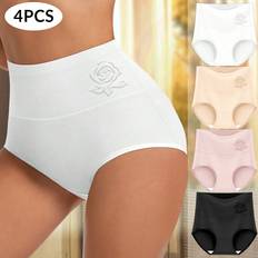 Shein Underkläder Shein 4pcs/Set Women'S High Waist Triangle Panties, Everyday Comfortable Rose Print Underwear