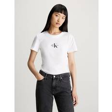 Calvin Klein Bomull - Dam - Vita T-shirts Calvin Klein Slim Monogram T-shirt White