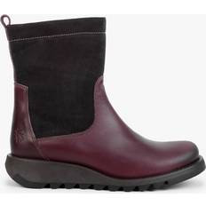 4 - Lila Ankelboots Fly London Sauk Purple Leather Low Wedge Ankle Boots 39, Colour:
