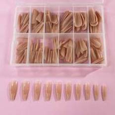 Shein Your Style with 240pcs Long Coffin Apricot Solid Color Plain Fake Nail