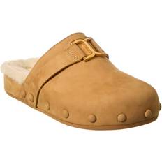 Chloé Innetofflor Chloé Marcie suede and shearling slippers brown