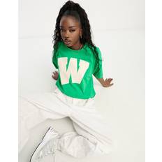Wrangler Dam - Skinnjackor - W30 Kläder Wrangler – Grön t-shirt girlfriendmodell med ledig passform-Grön/a