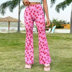Shein L Byxor & Shorts Shein Floral Print Flared Trousers