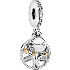 Pandora Sparkling Family Tree Dangle Charm - Silver/Gold/Transparent