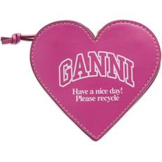 Ganni Funny Heart Zip Coin Purse Shocking Pink