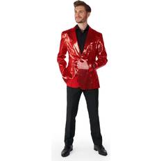 Herr - Röda Kavajer OppoSuits SUITMEISTER Men's Party Blazer Sequins Disco Glitter Slim Fit Red