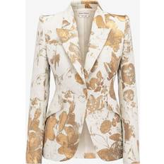 Alexander McQueen Kavajer Alexander McQueen Floral jacquard cotton-blend blazer gold