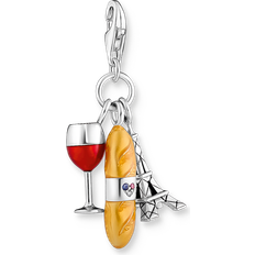 Beige Smycken Thomas Sabo Wine Glass Eiffel Tower & Baguette Charm Pendant - Silver/Multicolour