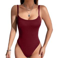 Shein Essnce Women'S Solid Color Spaghetti Strap Bodysuit