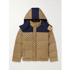 Gucci Herr Ytterkläder Gucci Logo-Jacquard Cotton-Blend Canvas Hooded Down Jacket Men Neutrals IT