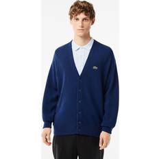 Lacoste Koftor Lacoste Men's Relaxed Fit Tone-on-Tone Buttons Wool Cardigan Navy Blue