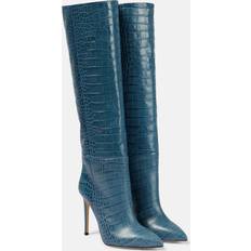 44 ½ - Dam Höga stövlar Paris Texas Stiletto Croc-Embossed Leather Knee-High Boot