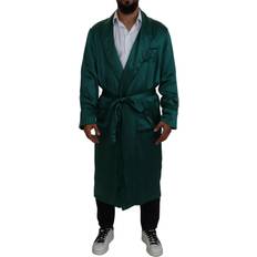 Dolce & Gabbana Sovplagg Dolce & Gabbana Green Silk Waist Belt Robe Sleepwear IT46