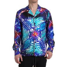 Dolce & Gabbana Herr Underkläder Dolce & Gabbana Multicolor Silk Psychedelic Print Men Pajama Shirt IT39