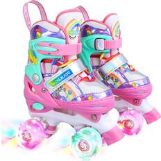 Läder Rullskridskor 4-Pejiijar Unicorn Kids Roller Skates - Pink