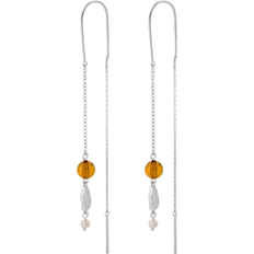 Beige Örhängen Pernille Corydon Glow Earrings - Silver/Amber/Pearl