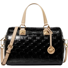 Michael Kors Grayson Medium Logo Embossed Patent Satchel - Black