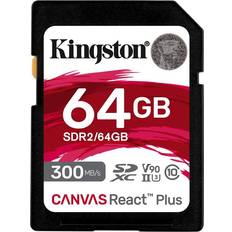 64 GB - SDXC Minneskort Kingston Canvas React Plus SDXC Class 10 UHS-II U3 ​​V90 300/260MB/s 64GB