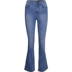 Noisy May Dam Byxor & Shorts Noisy May Nmsallie High Waisted Flared Jeans - Light Blue Denim