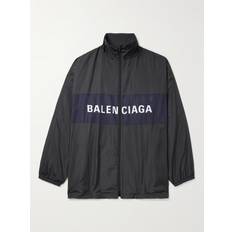 Balenciaga Ytterkläder Balenciaga Oversized Logo-Print Colour-Block Shell Jacket Men Black