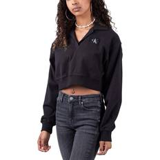 Calvin Klein Dam Pikétröjor Calvin Klein Cropped Polo Sweatshirt Black