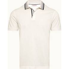 Dam - Linne Pikétröjor Orlebar Brown Dominic Classic Fit Border Stripe Polo Shirt In White Sand WHITE SAND