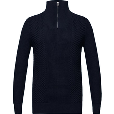Esprit Herr - Stickad tröjor Esprit Cable Knit Half-Zip Sweater - Navy