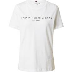 Tommy Hilfiger Dam - Kort ärmar Överdelar Tommy Hilfiger Dam Reg Corp Logo C-nk Ss S/S stickade toppar, Th optik vit