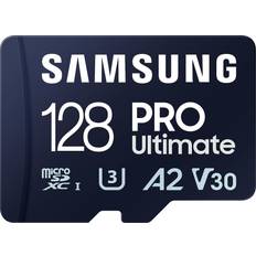 Samsung 128 GB - Class 10 Minneskort & USB-minnen Samsung PRO Ultimate microSDXC Class 10 UHS-I U3 V30 A2 200/130MB/s 128GB +SD adapter
