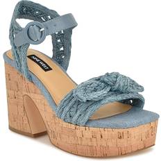 Nine West Comiele Platform Sandal Women's Blue Sandals Ankle Strap