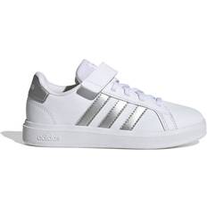 Adidas Sneakers adidas Kid's Grand Court Elastic Lace & Top Strap - Cloud White/Matte Silver/Matte Silver