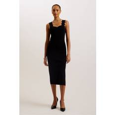 Ted Baker Dam Klänningar Ted Baker Womens Black Sharmay Scallop-trim Midi Dress