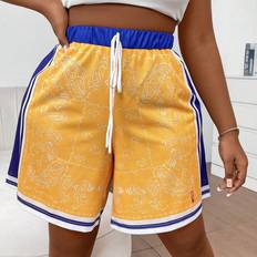 Shein Gula Byxor & Shorts Shein Plus Color Block Paisley Print Shorts