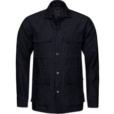 Eton XL Ytterkläder Eton Overshirt Linne Skjortor Herr Blå