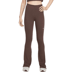 Bruna Leggings Nike Sportswear Chill Knit Women's Tight Mini-Rib Flared Leggings - Baroque Brown/Sail