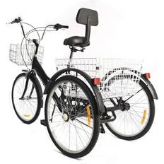 24" - Ingen stötdämpare Trehjulingar VonVVer VonVVer 24 Inch Tricycles Adults with 2 Baskets - Black