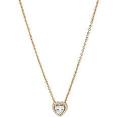 Pandora Elevated Heart Necklace - Gold/Transparent